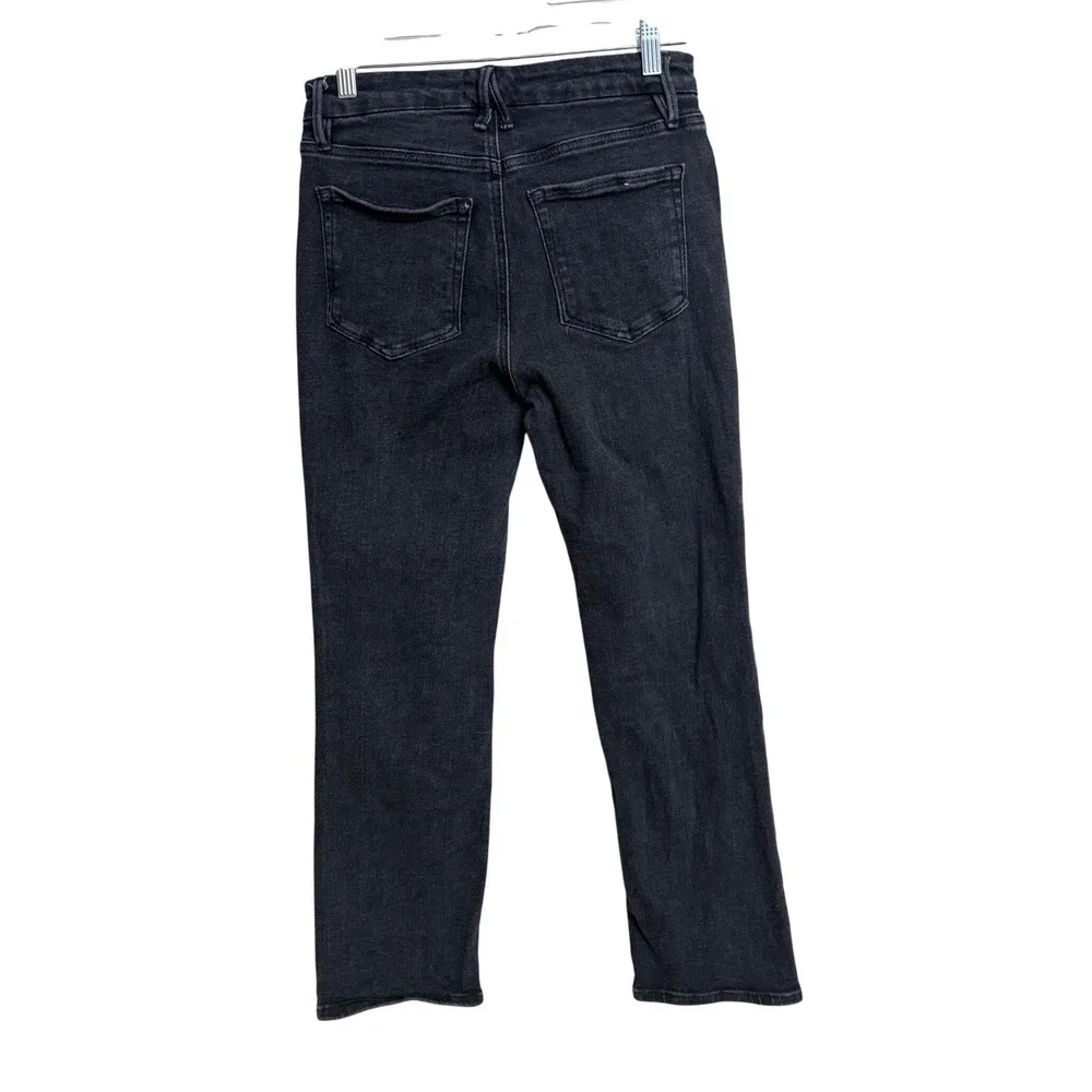 Good American High Rise Straight Leg Jeans Washed Black Size 6 / 28